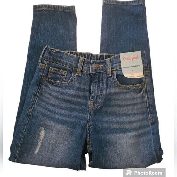 Girls' High-Rise Distressed Straight Jeans - Picture 3 of 5